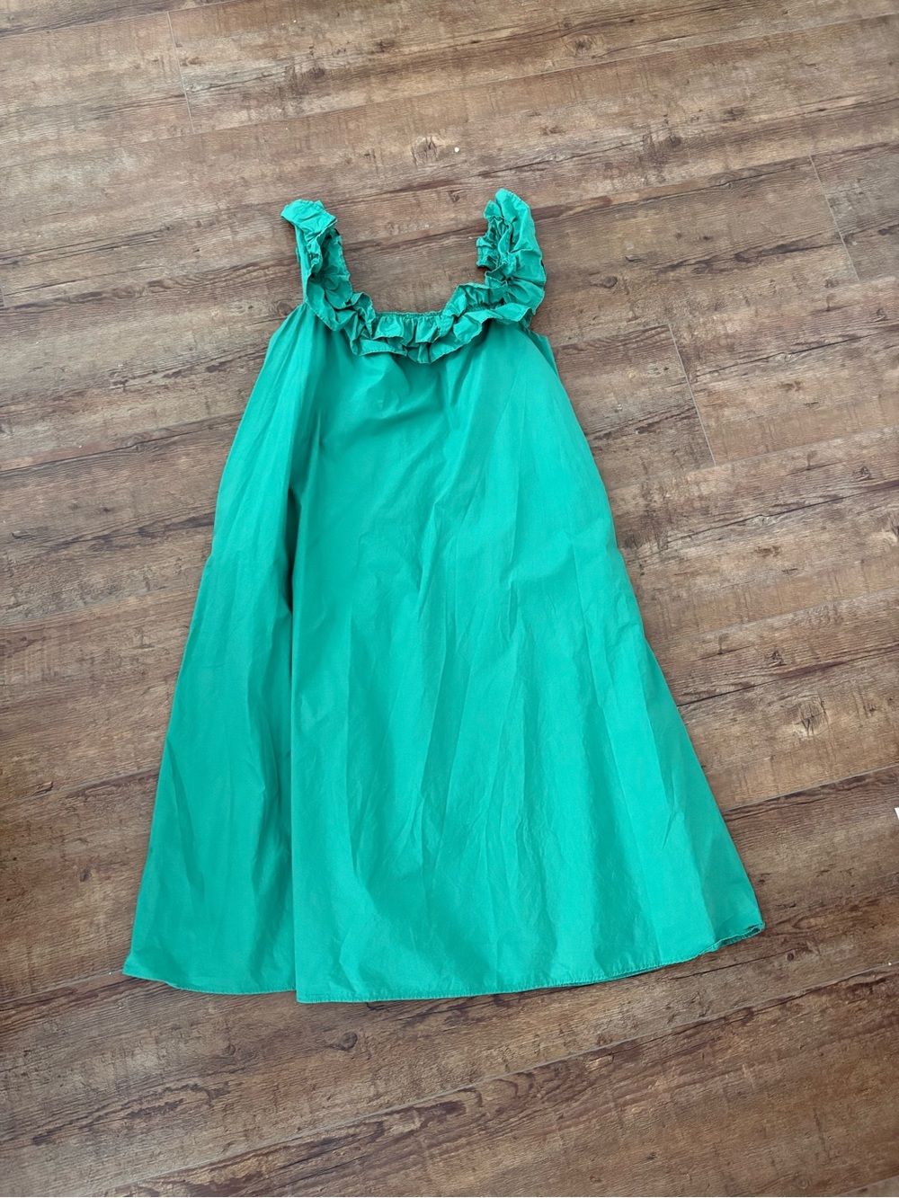 Ruffled Strap Midi Dress in Emerald Green